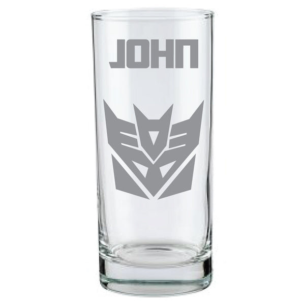 Decepticons Transformers Etched Glasses